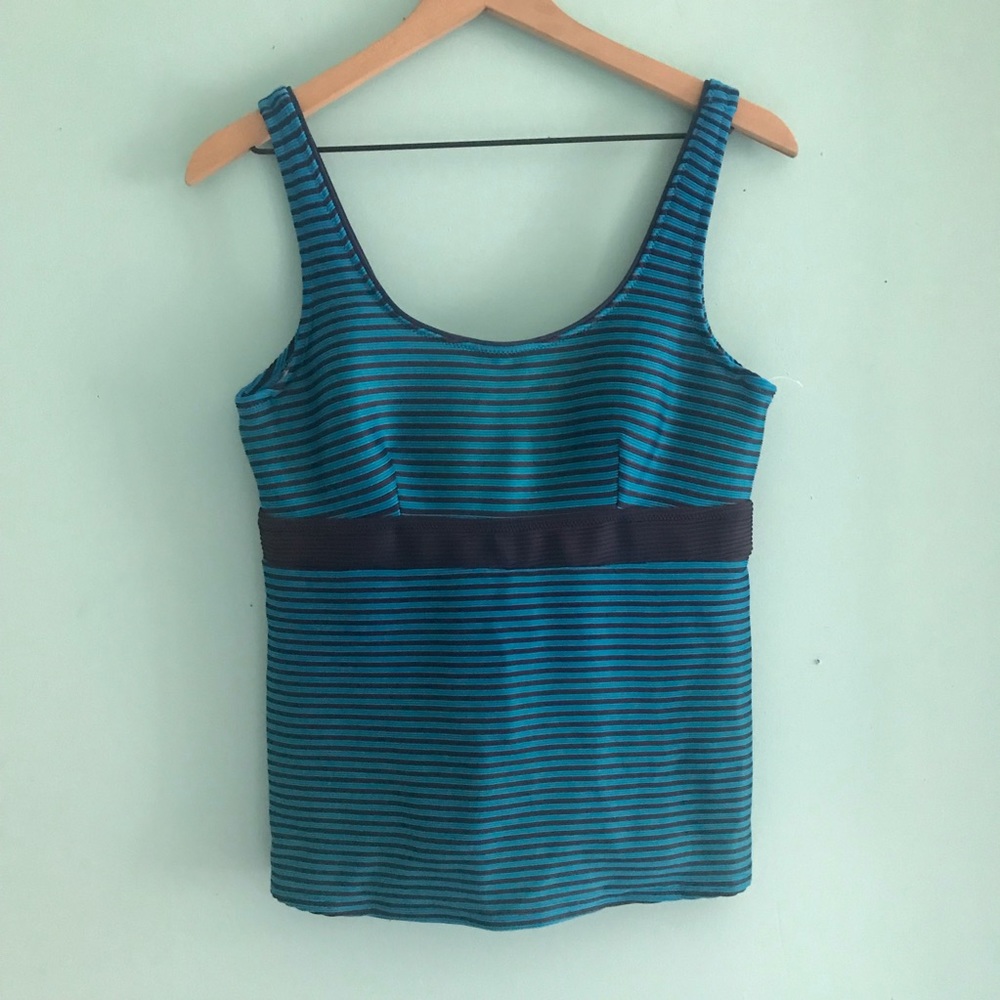 Lands’ End Striped Ribbed Tankini Swim Top 12